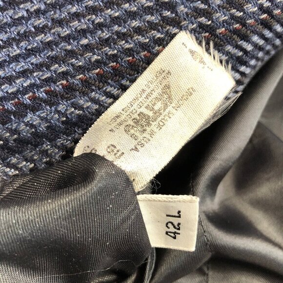 Vintage Austin Reed Mens Blazer Sport Coat 2 Button Blue Grey Tweed Size 42L - Picture 13 of 13